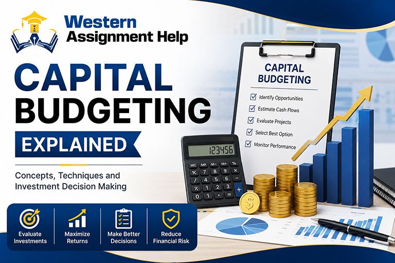 Capital Budgeting Explained guide showing investment appraisal techniques including NPV, IRR, Payback Period and project evaluation.