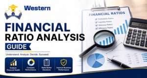 Financial Ratio Analysis Guide showing profitability liquidity solvency and efficiency ratios with charts and financial statement analysis
