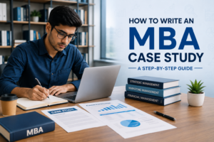 How to Write an MBA Case Study – Student analysing a business case study for an MBA assignment