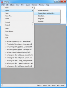 EViews Work file creation or the import-data screen