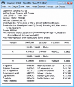 EViews regression output window